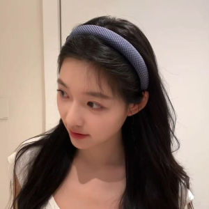 French Vintage Plaid Sponge Hairband Womens Elegant Versatile Headband Gentle Whitening Hair Clip Hair Accessories