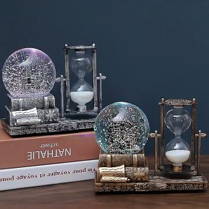 Đồng hồ cát quả cầu pha lê phát sáng có hộp nhạc quà tặng sinh nhật quà lưu niệm decor trang trí