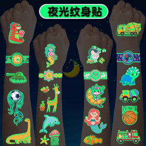 Luminous Dinosaur Tattoos Kids Boys Girls Cartoon Washable Non-toxic Childrens Watch Watermark Stickers Toy Smart Stickers