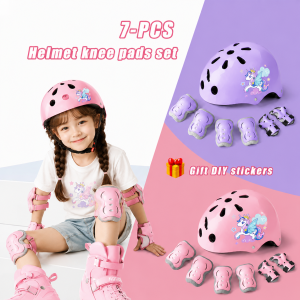 7Pcs/Set Childrens Helmet Knee Elbow Adjustable Safety Protective Gear ,Cycling&Skateboard&Scooters