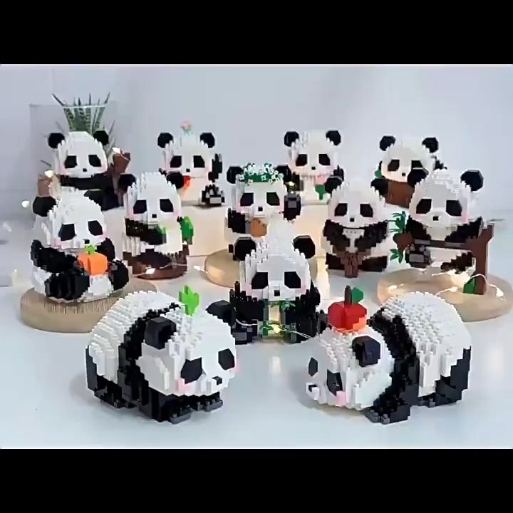 Cute Panda Building Blocks Toys 12 Types Multiple 3D Model DIY Toys ...