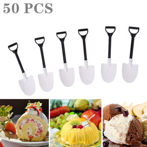 Dessert Spoon Mini Shovel Spoon Potted Ice Cream Cake Spoon For Kids Dessert Tea Coffee Spoons Disposable Party Supplies 50pcs