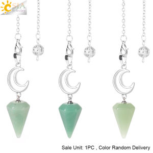 CSJA Spiritural Crystal Pendulum for Divination Healing Moon Natural Stone Cone Pendant Pink Quartz Pendules Radiesthesia  S965