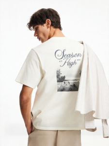SEASON HIGH | Mens Cotton T-Shirt Summer Fashionable Comfort Versatile Letter Embroidery Round Neck Short Sleeve Casual Loose