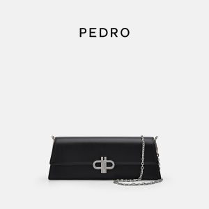 Pedro Leather Chain Bag Icon Series Handheld Bag Vintage Baguette Bag Single Shoulder Bag PW2-26390006 Business OL Style Magnetic Buckle Closure