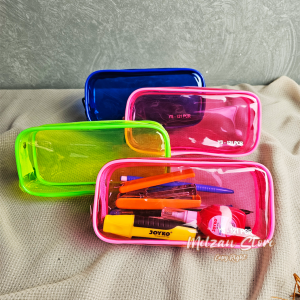 Melzan Store - Kotak Pensil Transparan Penutup Resleting