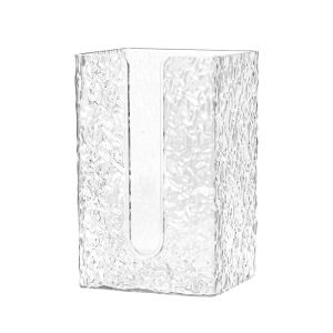 Wall-Mounted Tissue Box Non-Slip Flushable Wipes Holder No-Drill Acrylic Tissue Box Wipes Container with Crystal Glacier Texture