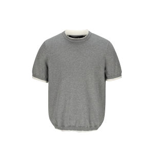 MADWITCH | Elegant Casual Contrast Color Knit Short Sleeve T-shirt
