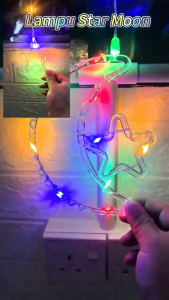 【3Colors】5M Hari Raya Lights Led Star Moon Lights 11Modes Curtain Lights Fairy Lights For Ramadan Hari Raya Decoration