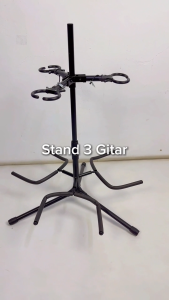 Stand Gitar Triple 3 Gitar Akustik Klasik Elektrik Bass Lantai Jepit Cantol LK-534-3