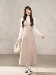 YIKEXIAOYEMEI | Đầm Mới Ra Mắt Mùa Đông Elegance Phong Cách Hoa Pháp