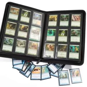 9-Grid Card Book with 360 Slots 9-Pocket Card Zipper Album Clip Side Pocket Storage Card Case for Game Card and Photo