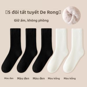Tất len dài MiiOW lót lông dày giữ ấm cho nữ