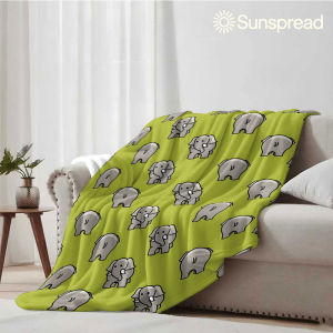 Beast Kingdom | Cute Olive Elephant Soft Warm Flannel Blanket Lightweight Cozy Christmas Halloween Home Decor Room