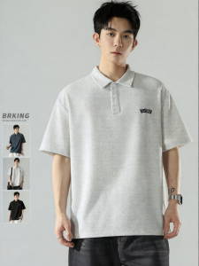 Wood soon | Trendy Letter Embroidery Polo Shirt Short Sleeve