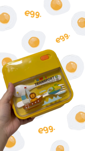 JB009 Kotak Makan Anak 2 Sekat 1200 ML BPA FREE dengan Sendok Garpu Desain Transportasi Hewan Lucu