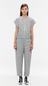 Shaka SS25 Orbit Tapered Pants  กางเกงผ้าทอแจ็คการ์ด ทรงคลาสสิก (WHITE) PN-8250514