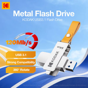 Kodak | Kodak K133 USB 3.1 Flash Drive 64GB 128GB 256GB High Speed Up To 120MB/s Metal Pendrive with Leather Strap for Laptop/PC