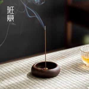 Gỗ Đàn Hương Đen Banyi Hình Tròn Mini Đế Cắm Nhang Du Lịch Bằng Gỗ Lư Hương Nhiều Lỗ Trầm Hương Đàn Hương Trong Nhà
