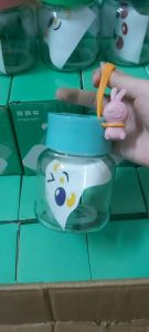 bình nước thủy tinh 300ml họa tiết thỏ nắp nhựa