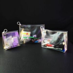 Three Piece Organizer Bundle: PVC Pouch Makeup Organizer 3 in 1 Bundle Pouch Cosmetic Organizer 3 Pieces Travel Toiletry Charger Coin Storage Pouch Thick Matte Pouch Office Pouch with Zip Lock Gift Set