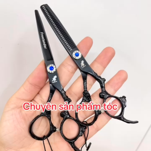 Freelander Kéo Cắt Tóc Nhật 6.0 Inch Fld Rồng Đen Thép S440C Độ Cứng Trên 62HRC Kèm Bao Da Chất Lượng Cao