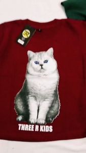 Baju Kaos Anak permpuan Lakilaki Motip Kucing 100%Katun LUCU LUCU