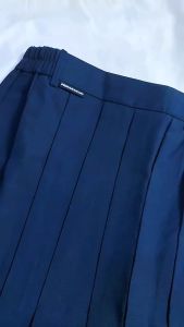 Rok seragam sekolah smp panjang biru rempel lipit atas