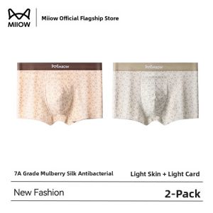 MiiOW | Mens Breathable Antibacterial Cotton Underwear Boxer Shorts Comfortable Mid Waist Print Pattern Luxury Style Youth Suitable