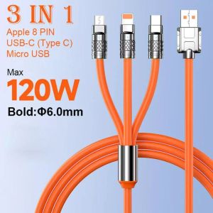 TIKA (Buy1 Take1)3IN1 120W Mobile Phone Data Cable One-to-three USB Charging Cable Fast Charging Data Cable Type-c Suitable for Huawei Apple
