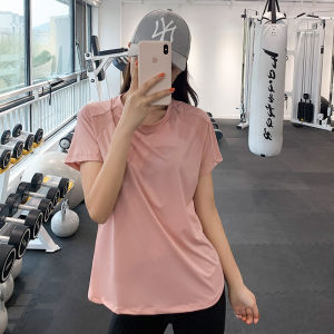 plus Size Fitness Clothes Womens Loose Running Short Sleeve Quick Dry Yoga Sports Top Breathable Ultra Light Elastic Nylon T-Shirt