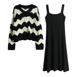 Spring and Autumn Nursing Wear Outing Hot Mom Postpartum Nursing Clothes Elegant Knitting Stripes Tops Breastfeeding Dress