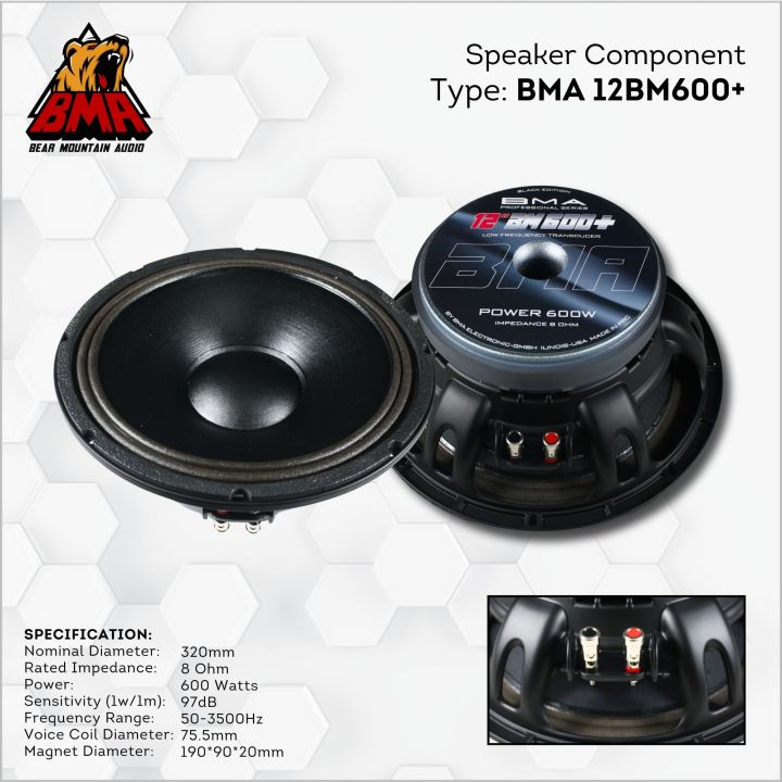 15 Inch 400 Watt P Audio Speaker 500 Watt Black P-Audio 15BM