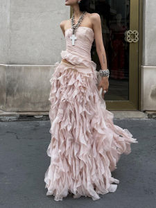 DANTING | Elegant Pink Tube Top and Skirt Set