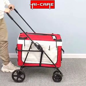 Bello Pet Stroller Upgraded Foldable Detachable Shopping Basket Carrier Outdoor Travel Pet Trolley Max Pet Weight 20KG