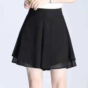Summer 2025 Slimming Solid Color Elastic Waist Loose Casual Midi Length Workwear Mini Skirt for Women Trendy High Waist A-Line Skirt