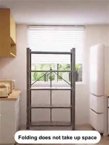 Rak Dapur Lipat Serbaguna /Rak Penyimpanan Susun Multi-fungsi/Rak Besi Susun 5 Tingkat /Tanpa Instalasi