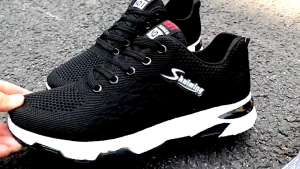 Men's 2025 Fashionable Mesh Black Rubber Shoes - Comfortable Basketball & Casual Breathable Sneakers