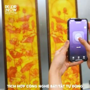 Đèn Hào Quang Phật In Tranh Trúc Chỉ DECORNOW 3040 cm Trang Trí Ban Thờ Hào Quang Trúc Chỉ HOA SEN DCN-TC35