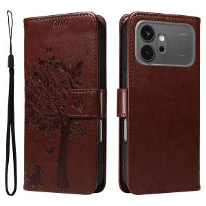 Leather Wallet Flip Case for Honor Magic 8 7 6 X5C X6D X6C X70 X8D X9C X9D 600 Pro Lite | Cat Tree Embossed Design Card Holder