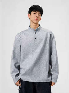Áo Nỉ Dài Tay Cổ Henry American Dành Cho Nam Thanh Thiếu Niên Thường Ngày Cotton 65% Polyester 35% Áo Lót Bên Trong