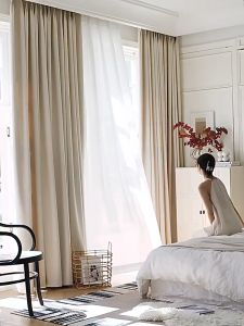 KORMES Light Cream blackout curtain plain kurtina makapal Ring curtain for windows elegant Bedroom living room aesthetic