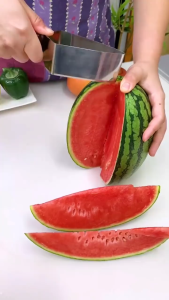 🍉🔪 Dao Cắt Dưa Hấu Inox 304 Cán Gỗ 2 Trong 1 Kiêm Xúc Trái Cây Dao Cắt Hoa Quả Đa Năng PVN10242