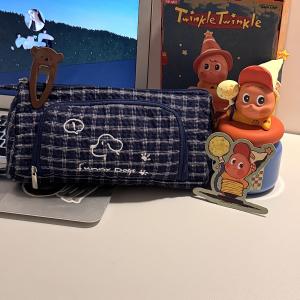 Túi Đựng Bút Chì Hình Chó Thêu Dung Tích Lớn Túi Đựng Đồ Dùng Học Tập Phong Cách INS Cho Học Sinh Trung Học Cơ Sở