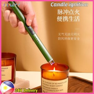 [🇵🇭 24h Delivery] Dollyy Aromatherapy Candle Lighter Arc Electronic Igniter Usb Charging Gas Stove Led Display Extended Ignition Rod Long Windproof Outdoor Kitchen