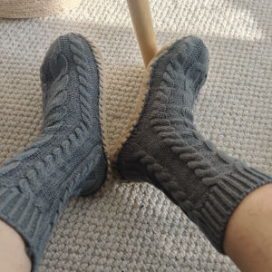 Mens Autumn Floor Boots Small Size Woolen Cable Knit 38-40 Soft Bottom Anti-slip 23.5cm Home Comfort Casual Fashion Boots