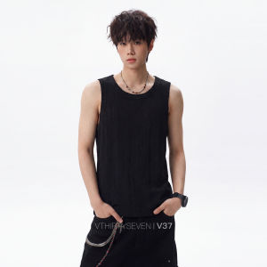 V37 | American Style White Lace Hollow Out Ventilated Mesh Mens Vest