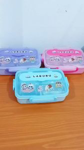 Kotak Makan Stainless Labubu Lunch Box Stainless Anak Tempat Bekal Stainless 304 Free Tas Alat Makan