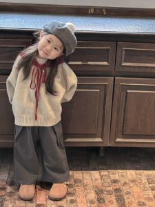 Fashionable Knitted Sweater for Girls Autumn Winter New Style Korean Version True Two-Piece Hat-On Top Warm Loose Fit Solid Color