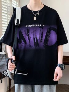 ROMON | เสื้อยืดแขนสั้นผ้าฝ้ายแท้ RoMeng สำหรับผู้ชาย ฤดูร้อน 2025 แฟชั่นใหม่ ลายพิมพ์ระบายอากาศได้ดี ลำลอง ผ้าไหมน้ำแข็ง